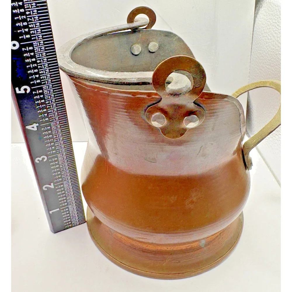 Vintage Copper Scuttle Bucket Ethan Allen Made Israel Brass Handles Collectible